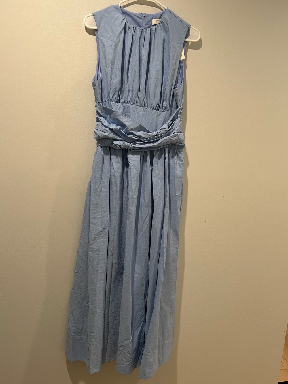 Commense Light Blue Sleeveless Gathered Waist Midi Dress - Picture 6 of 9